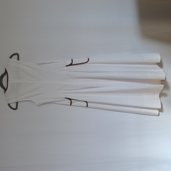 Staud White & Brown Lined Cotton Dress. Size 4 - Picture 4 of 9